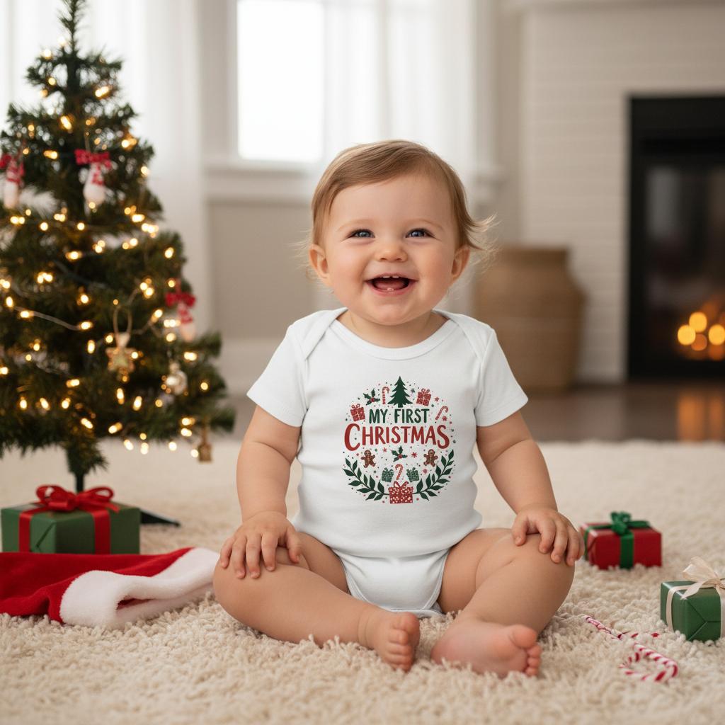 My First Christmas Short-sleeved Baby Bodysuit