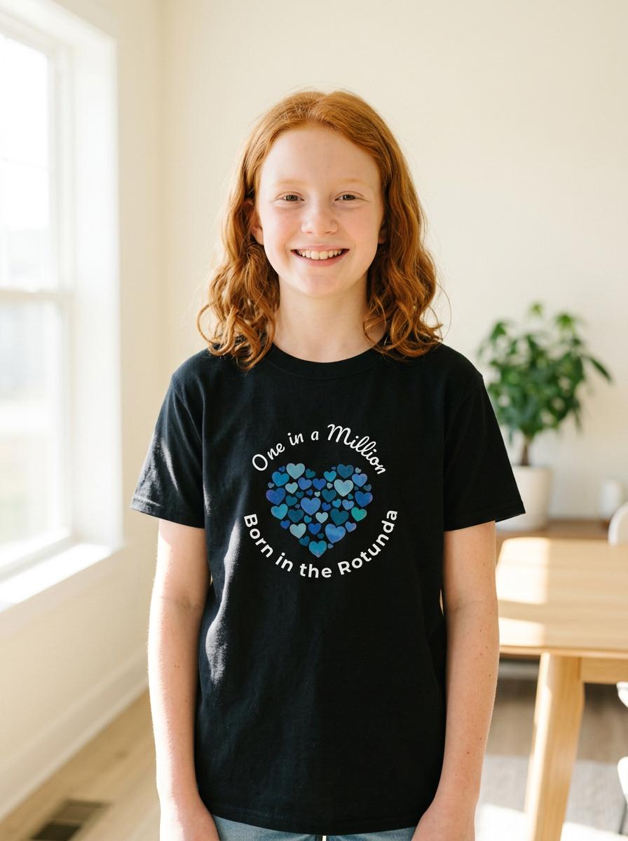One in a Million Girl's T-shirt - Blue Heart - 8-15 yr