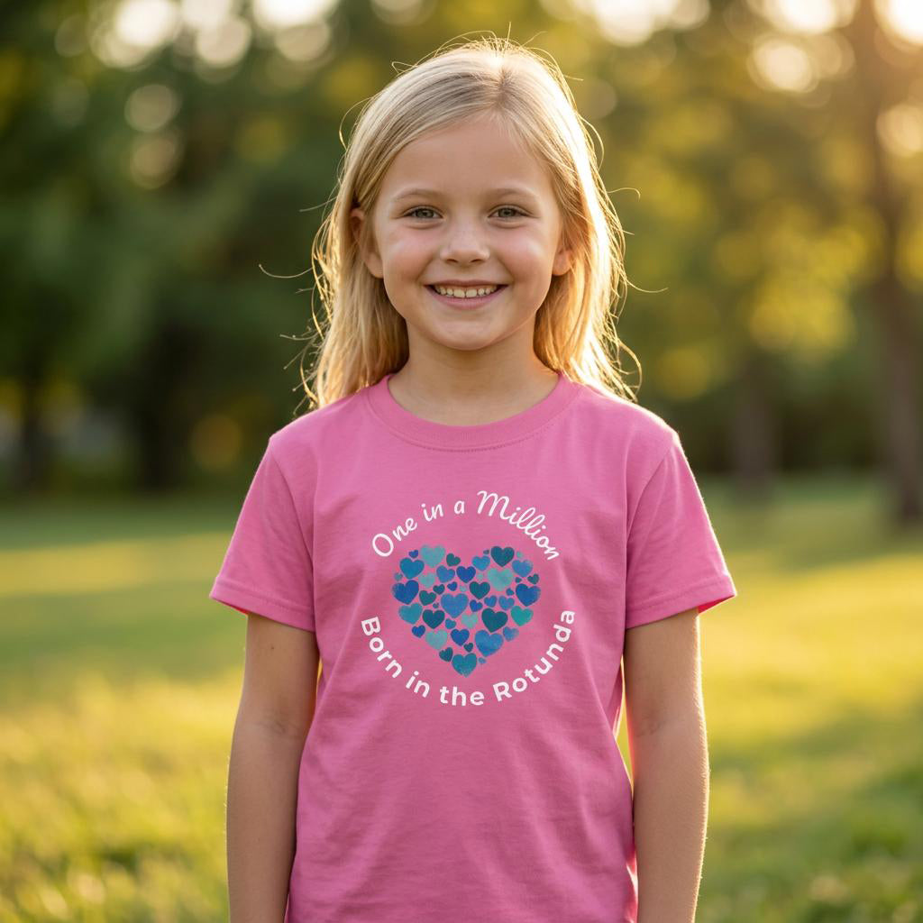 One in a Million Girl's T-shirt - Blue Heart - 8-15 yr